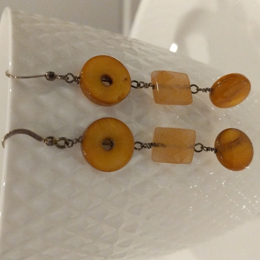 Sterling silver brown beaded earrings